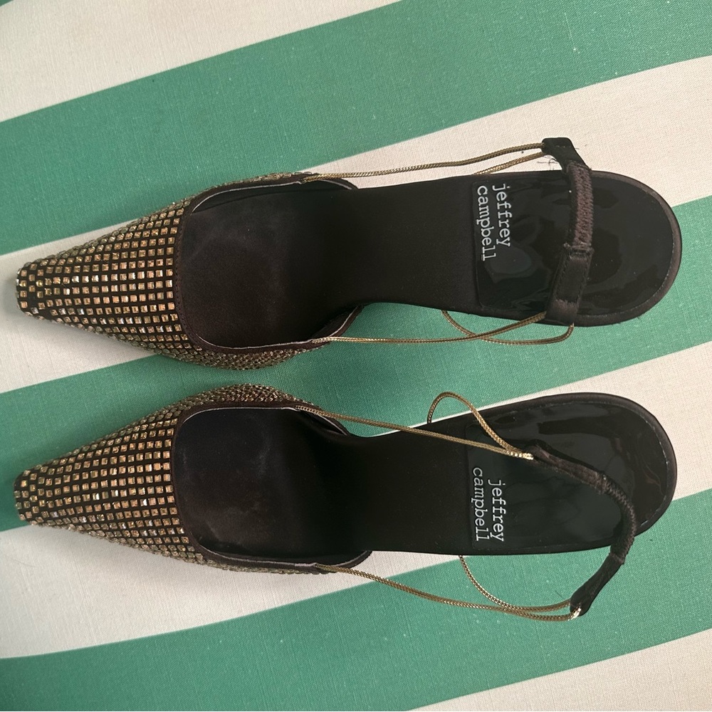 Jeffrey Campbell Zeta Slingback Heel in 6.5 Brown Satin Brown